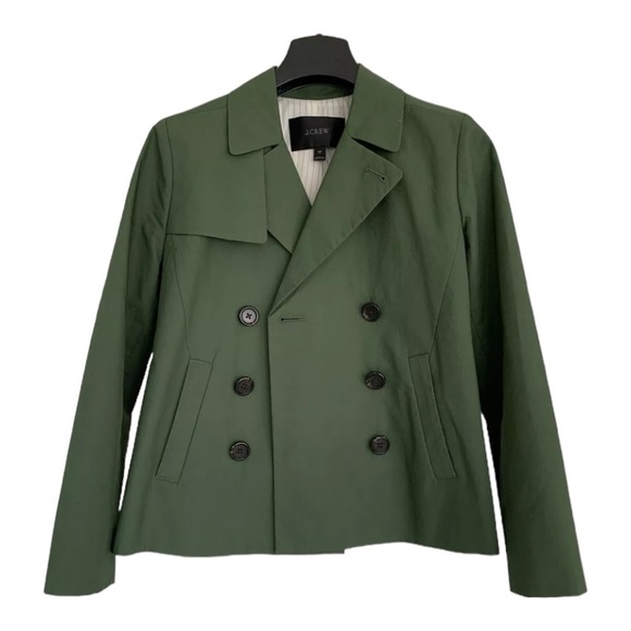J. Crew Swing trench in Japanese cotton, cropped short Trench, Olive Khaki, OP - Picture 2 of 15